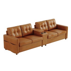 Jojoka 4-Seater Sectional Sofa with Storage Console, Cup Holders & Charging Station for Small Spaces - 1 of 4