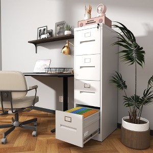 NicBex 2 Drawer Narrow File Cabinet with Lock,Office Cabinet with Grooved Handles,Modern Storage Cabinet,Filing Cabinet for Home Office - 1 of 4