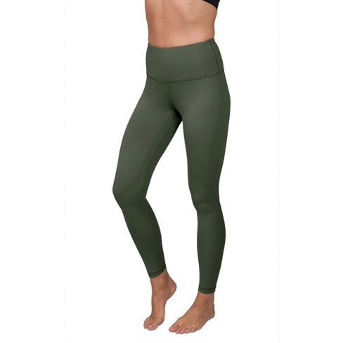 90 Degree by Reflex Womens Interlink High Waist Ankle Legging with Back  Curved Yoke - Military Green - X Large