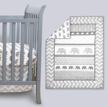 The Peanutshell Elephant Walk Baby Crib Bedding Set - 3pc
