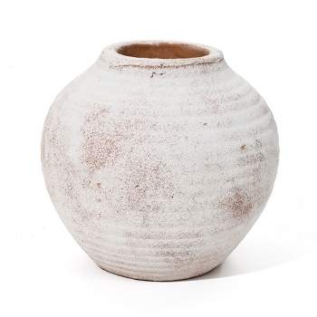LuxenHome Marble Brown and White 7.5-Inch Tall Terracotta Vase Multicolored