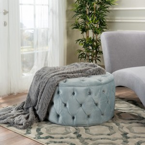 Zelfa New Velvet Ottoman - Christopher Knight Home - 1 of 4