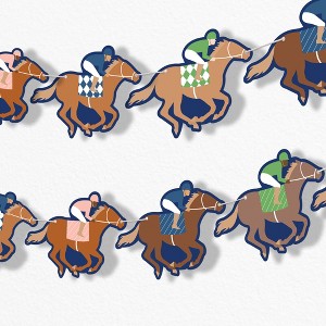 Big Dot of Happiness Kentucky Horse Derby Banner, Derby Day Party Decorations, 30 Feet of Cord, 15 Double-Sided Colorful Paper Horse Racing Designs - 1 of 4