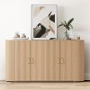63" Modern Sideboard Buffet Cabinet, Fluted Accent Credenza with Curved Edges & Adjustable Shelves, Storage Console Table for Dining Room, Oak - 3 of 4