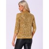 Allegra K Women's Open Front Collarless 3/4 Sleeve Sequin Velvet Jacket - 4 of 4