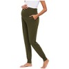 Women's Solid Color Maternity Casual Pants Stretchy Lounge Workout Pants with Pockets - 2 of 3