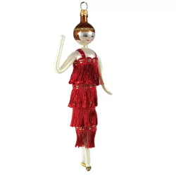 De Carlini LADY CREAM DRESS W/PINK ROSES Christmas Italian Ornament Do7313m 