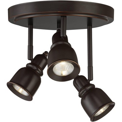 Pro Track Denise 3-Head LED Ceiling Track Light Fixture Kit GU10 Spot Light Dimmable Low Profile Brown Bronze Finish Rustic Kitchen Bathroom 10" Wide