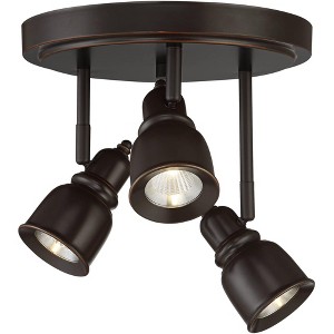 Pro Track Denise 3-Head LED Ceiling Track Light Fixture Kit GU10 Spot Light Dimmable Low Profile Brown Bronze Finish Rustic Kitchen Bathroom 10" Wide - 1 of 4