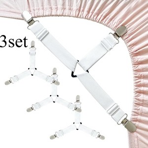 12 Pcs Bed Sheet Straps, Upgrade Fitted Bed Sheet Holders for Corners, Non Slip Sheet Clips White - 1 of 4