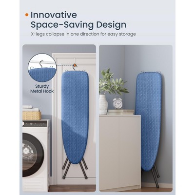 Midnight Blue Foldable Ironing Board with Steel X-Legs and Iron Rest