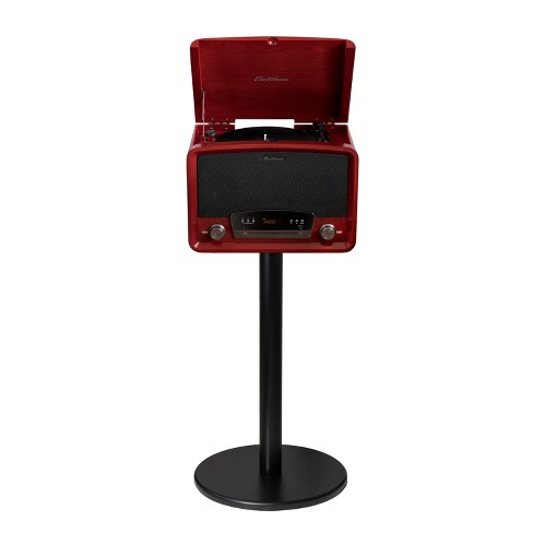 Electrohome Kingston Vintage Vinyl Record Player Stereo System - Bluetooth Radio Cd Usb Vinyl To Mp3 W/ Metal Stand - Cherry : Target