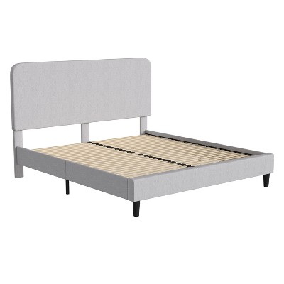 Emma And Oliver Pasithea Upholstered Platform Bed With Curved, Slim ...