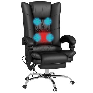 PU Leather Executive Massage Office Chair with 4 Vibration, Computer Desk Chair, Heated Reclining Chair with Adjustable Height, Swivel Wheels - 1 of 4