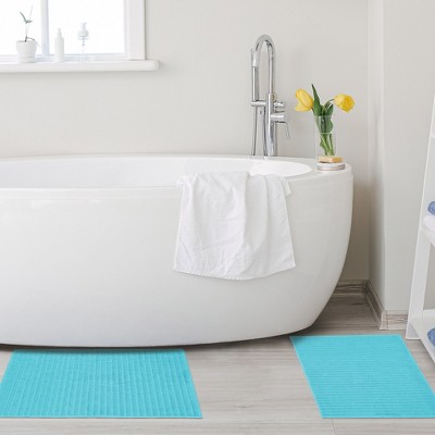 Turquoise Cotton Textured Bath Mat Set, 2-Piece