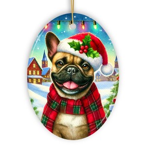 Frosty French Bulldog Ornament, Charming Pup Decoration for Magical Christmas| OrnamentallyYou - 1 of 4
