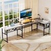 Aheaplus 83'' U-Shaped Computer Desk with Power Outlets & Led Lights, Reversible Corner L-Shaped Home Office Desk with Storage Shelf & Monitor Stand - 2 of 4