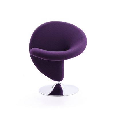 Purple Wool Blend Swivel Accent Chair