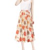 Women's Chiffon Pleated Midi Skirt - A-Line Skirt with Elastic Waist for Elegant Style B Ivory Flower Flower - 2 of 4