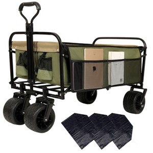 VYNXARIA 440lbs Collapsible Foldable Wagon Cart with strapping system,Beach Wagon Utility Cart Utility Wagon Grocery Cart£¬Green - 1 of 4