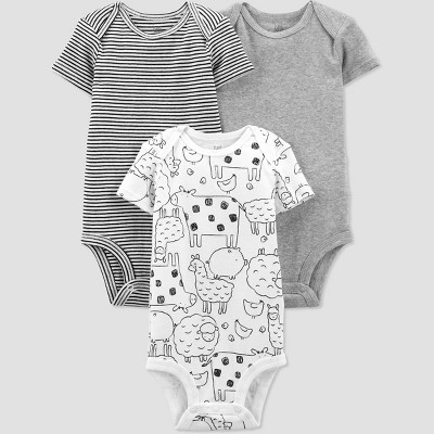 Baby 3pk Farm Animals Bodysuit - Just One You® made by carter's Gray Newborn