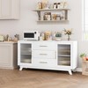 Homhougo 60" Modern Sideboard Buffet Cabinet - White Coffee Bar Storage with Drawers, Adjustable Shelves & Fluted Glass Doors White - 3 of 4