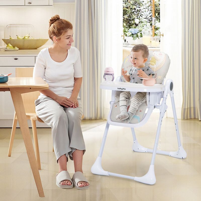 Costway Baby High Chair Folding Feeding Chair W/ Multiple Recline & Height Positions, 4 of 11
