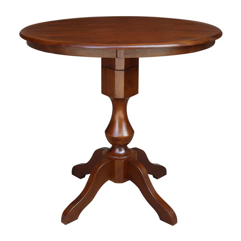 36" Opal Round Top Pedestal Table Counter Height Espresso - International Concepts, 1 of 6