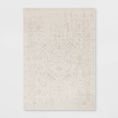 5'3"x7' Distressed Persian Outdoor Area Rug Ivory - Threshold™