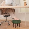 Ridstar Round Faux Leather Mini Footstool with Non-Slip Rubber Pads for Living Room & Bedroom-Green - 2 of 4
