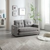 3-Seater Velvet Linen Convertible Sofa with Pull-Out Bed and Side Storage - 3 of 4