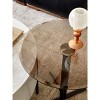 Vynxaria Series 19.69 in. Brown Glass Round Metal Top End Table with Modern Accent Base - 3 of 4