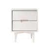 Okak 2-Drawer Bedside Table Mid-Century Modern, Solid Wood Accent Nightstand with Easy-Pull Drawers for Bedroom Small Spaces, White - 2 of 4