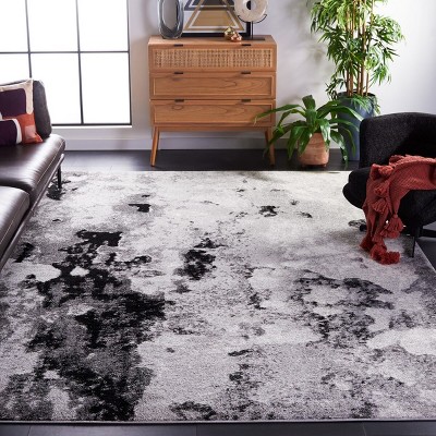Adirondack Grey and Black Abstract 11' x 15' Area Rug