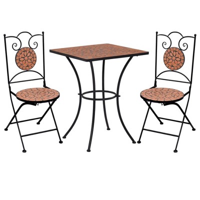 vidaXL 3 Piece Bistro Set with Mosaic Design - Thumbnail 2