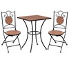 vidaXL 3 Piece Bistro Set with Mosaic Design, Durable Ceramic Tile and Iron Frame Construction, Terracotta - Ideal for Garden, Patio, or Balcony - 2 of 4