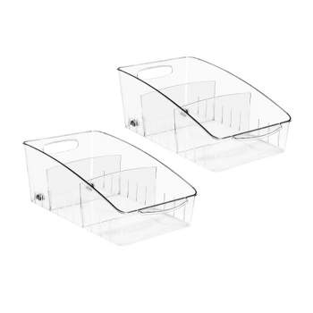 Sorbus 2 Pack Medium Clear Organizing Bin on Wheels with Dividers - for Kitchen, Cabinet Organizer, Pantry & Refrigerator