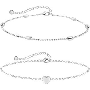 14K Gold Anklets for Women Waterproof Ink Anklets Set Layered Anklet Bracelets - 1 of 4