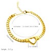 Gold-Tone Heart Curb Chain Bracelet, Romantic Jewelry for Women, Daily & Gifting Occasions - 4 of 4