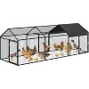 Metal Chicken Coop with Waterproof Anti-UV Cover, 3-Door Walk-In Poultry Run for Hens Ducks Rabbits Geese - 2 of 4