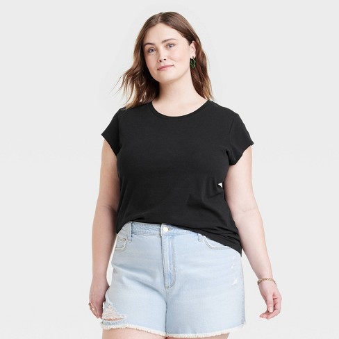 Women's Fitted Short Sleeve T-shirt - Universal Thread™ Black 4x