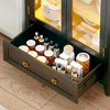 Fredees 73" Tall Arched Display Cabinet, 4-Tier Curio Cabinet with 3-Color LED Lights and Human Sensor, Adjustable Shelf for Toys & Books - 4 of 4