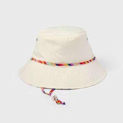 Pride Adult Rainbow Satin Lining Bucket Hat - Ivory
