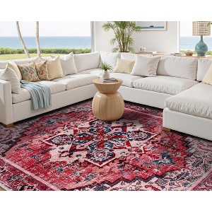 AMERLIFE Area Rug, Machine Washable Vintage Carpet with Non-Slip Backing, Soft Rug for Living Room, Bedroom, Hallway Use - 1 of 4