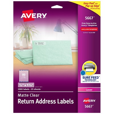 Avery Matte Clear Return Address Labels Sure Feed Technology Laser 469171