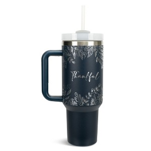 Elanze Designs Thankful Autumn Harvest Leaves 40 oz. Stainless Steel, Large Water Bottle Coffee Mug, Spill & Leak Resistant, Thermal Travel Tumbler - 1 of 1
