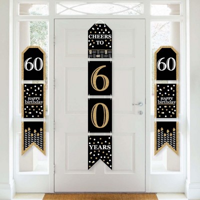 Big Dot of Happiness Adult 60th Birthday - Gold - Hanging Vertical Paper Door Banners - Birthday Party Wall Decoration Kit - Indoor Door Decor