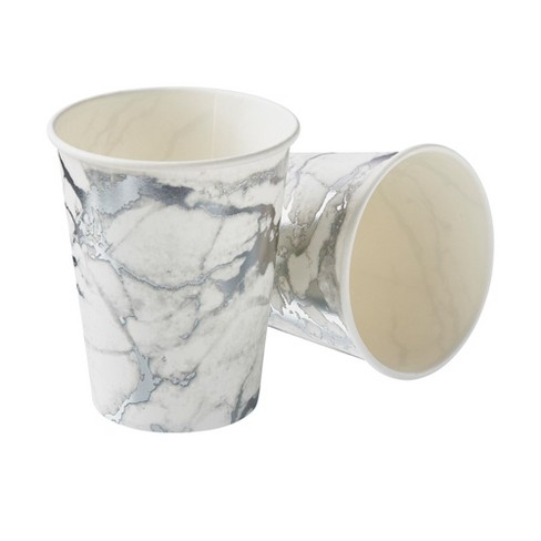 Silver Spoons Elegant Disposable Coffee Cups, Heavy Duty Drinking Hot Cups,  9 Oz., Silver (18 Pc), Marble Collection : Target