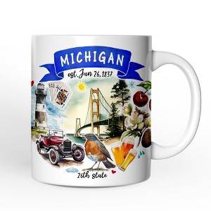 Artistic Michigan State Themes and Landmarks Mug (Non-Custom Only)| OrnamentallyYou - 1 of 4