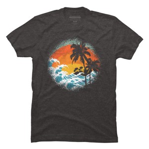 Men's Design By Humans Tropical Waves By clingcling T-Shirt - 1 of 4